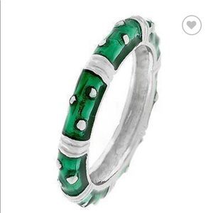 💚 Marbled dark green enamel stacker ring